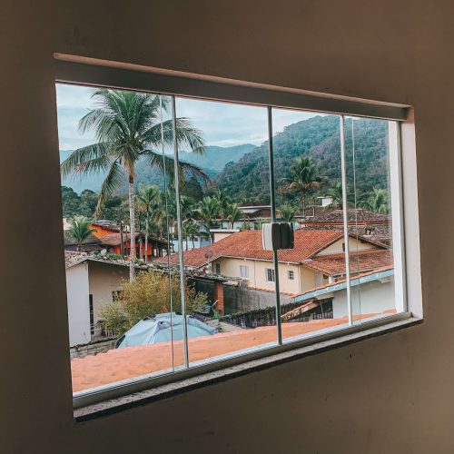 Janela Quadro Folhas Incolor Kit Branco